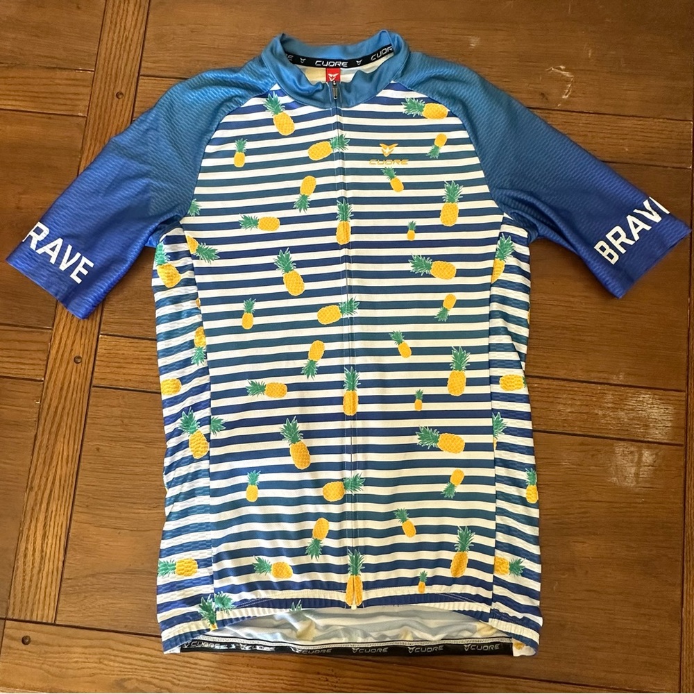 Men’s Brave a cycling Cuore Blue Pineapple Road Cycling Jersey Size Large
